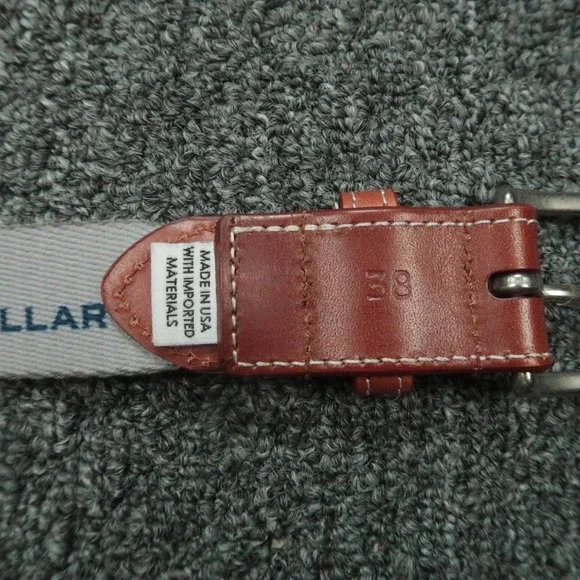 Peter Millar Belt Mens 38 Blue Brown Leather Needlepoint Paynes Valley - Picture 5 of 7